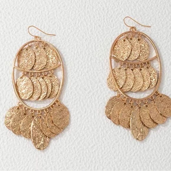 🔅🆕🔅✨Golden BoHo Discs Ethnic Dangle Earrings🔅✨ - Picture 4 of 7
